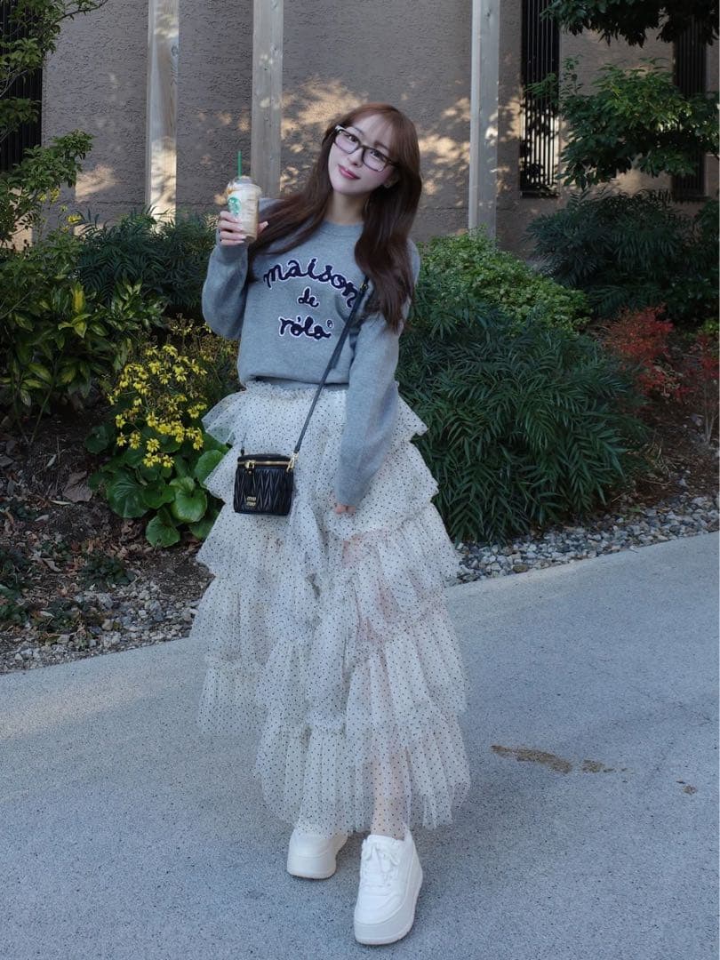 ダーリッチ　ボリュームアシメチュールロングスカート