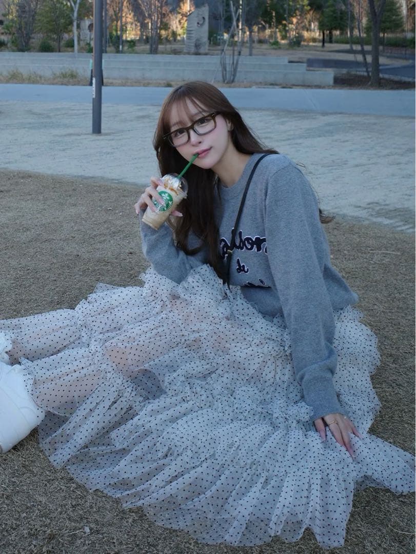 ダーリッチ　ボリュームアシメチュールロングスカート