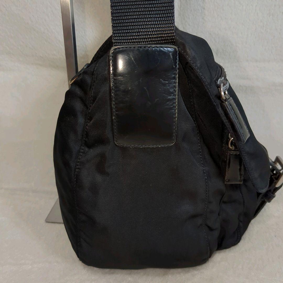 PRADA メッセンジャーバッグ ブラック 三角ロゴ レザー テスートナイロン