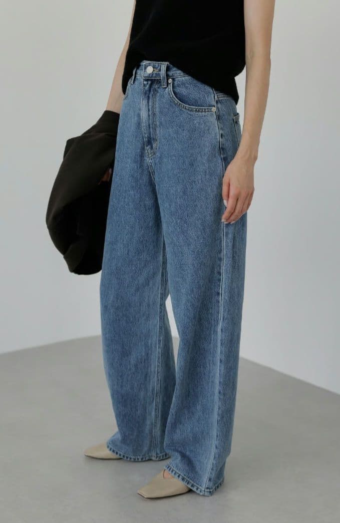 naeのワイドルーズジーンズ　ディープブルー