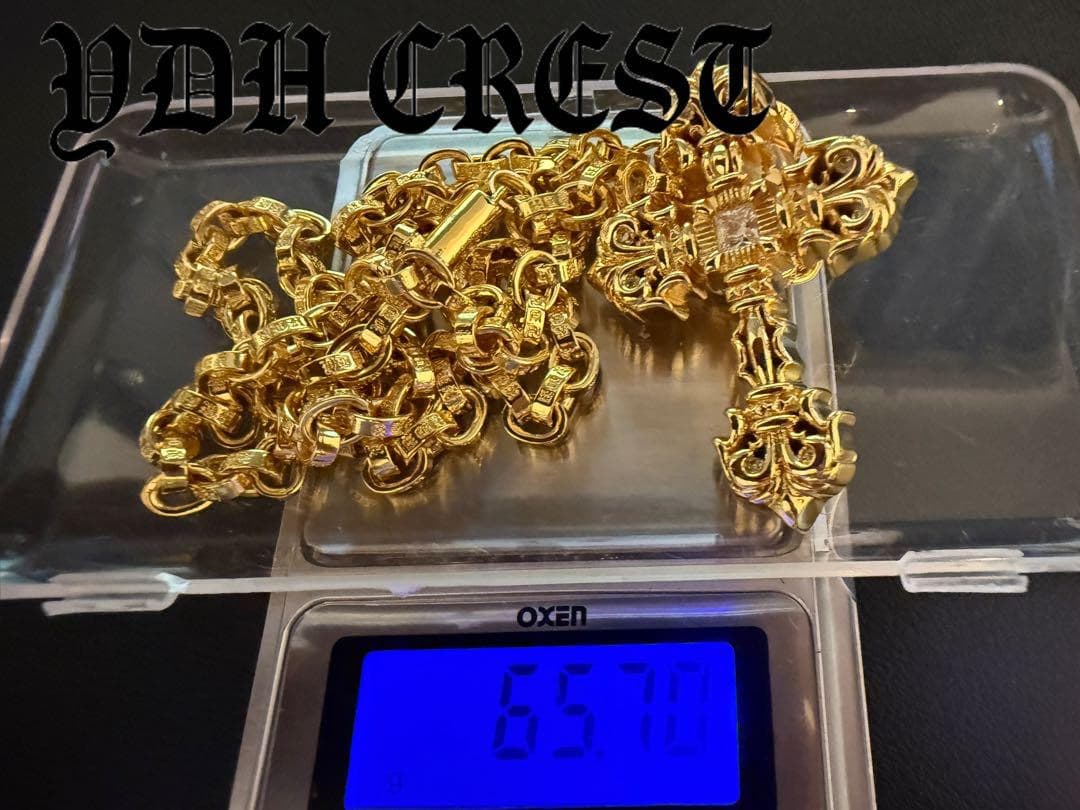 ★CKRGT　22K金メッキS925　チャクラ型クロス＊ストーン　刻印有り