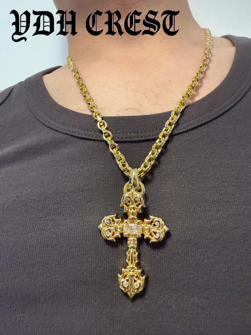 ★CKRGT　22K金メッキS925　チャクラ型クロス＊ストーン　刻印有り