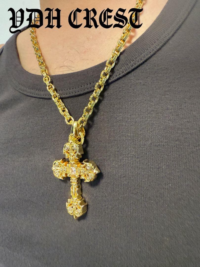 ★CKRGT　22K金メッキS925　チャクラ型クロス＊ストーン　刻印有り