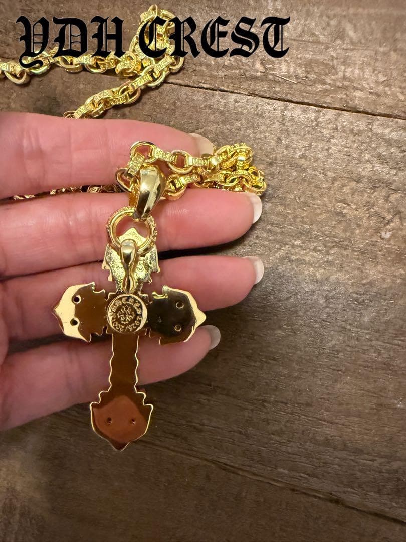 ★CKRGT　22K金メッキS925　チャクラ型クロス＊ストーン　刻印有り