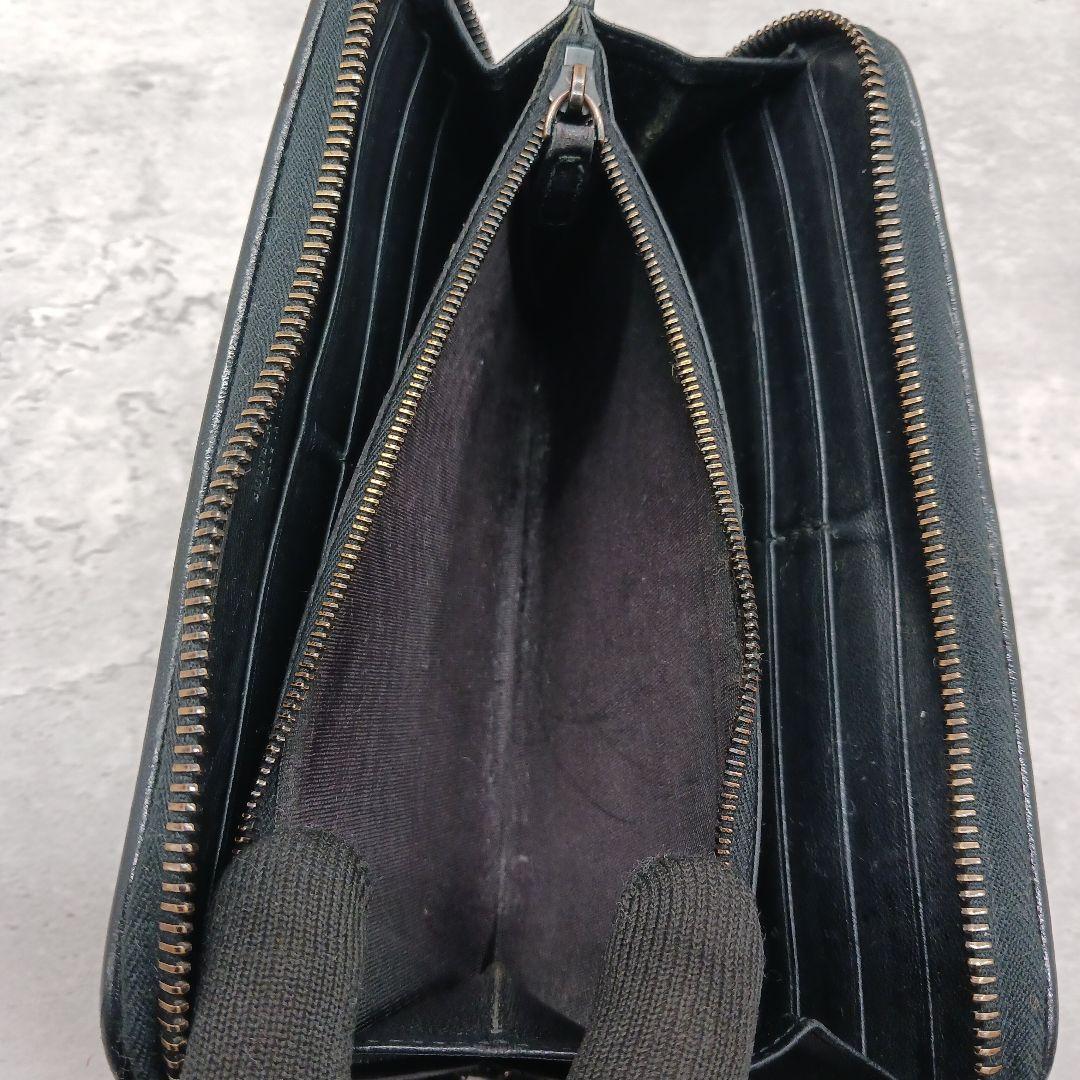 美品✨ ボッテガヴェネタ イントレチャート ラウンドファスナー 長財布 ブラック