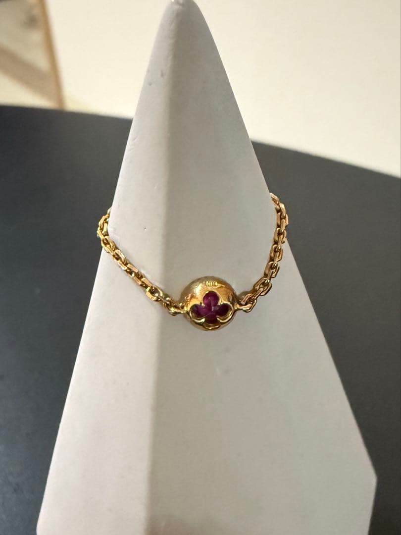 ah oui K18 ルビー チェーンリング ピジョンブラッド