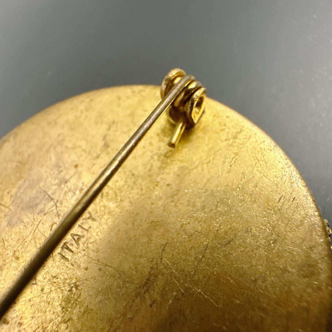 【vintage】イタリア製　マイクロモザイク　ブローチ　フラワー　微細デザイン