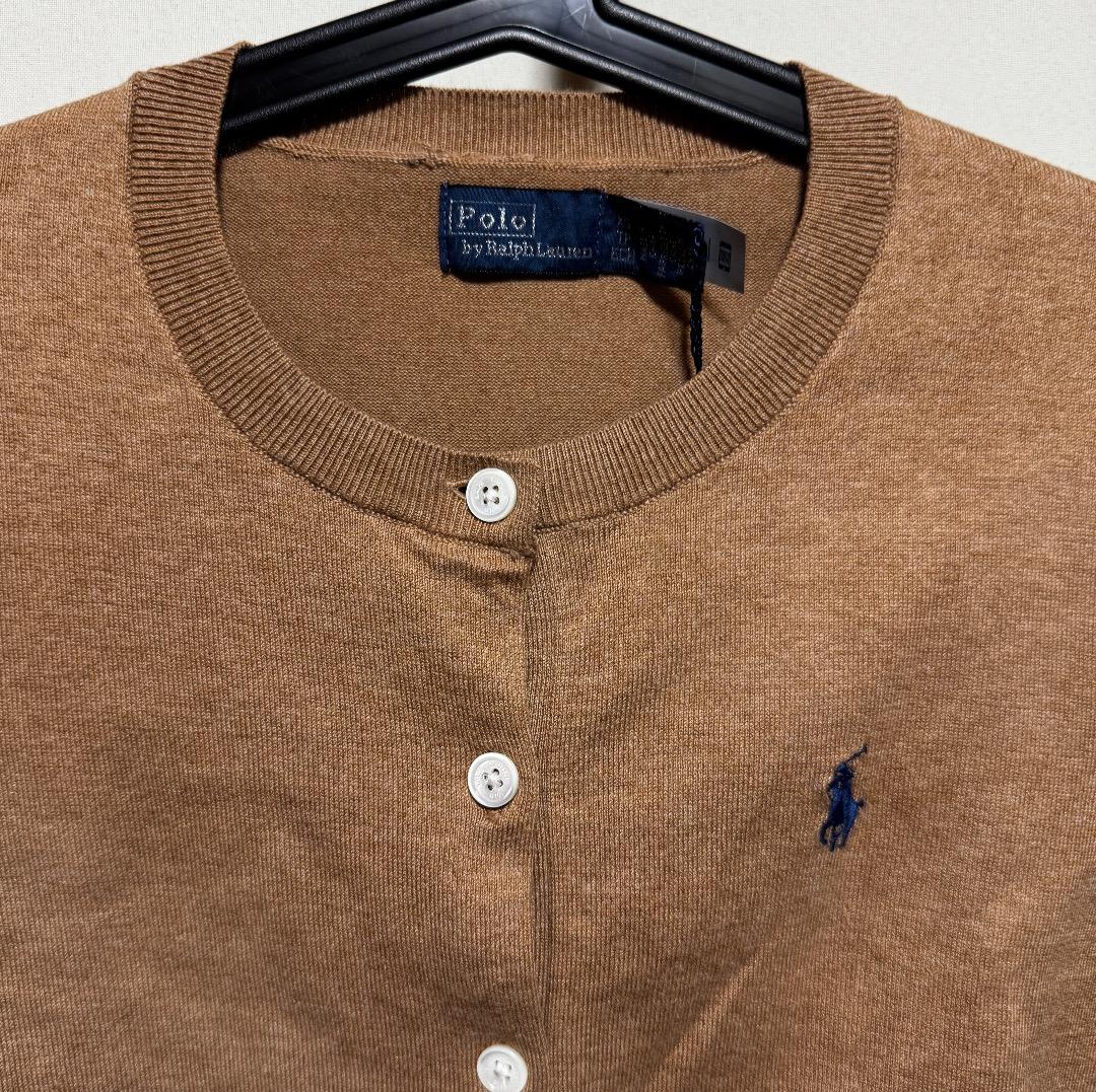 ポロラルフローレン　コットンクルーネックカーディガン キャメル サイズXS 新品