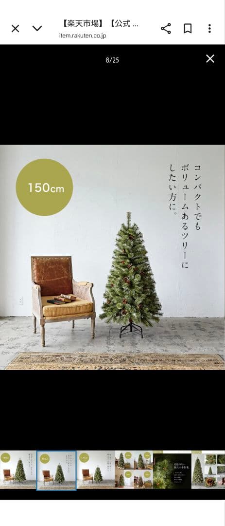アルザス Alsace 150cm クリスマスツリー ボリューム感あり