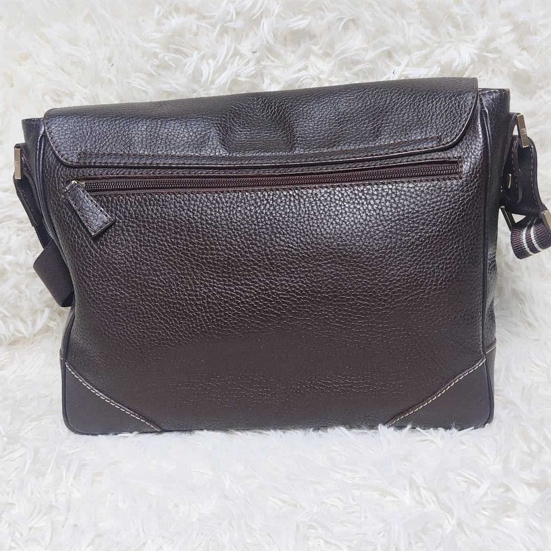 ダンヒル ショルダーバッグ フラップ クロスボディ A4 レザー ブラウン