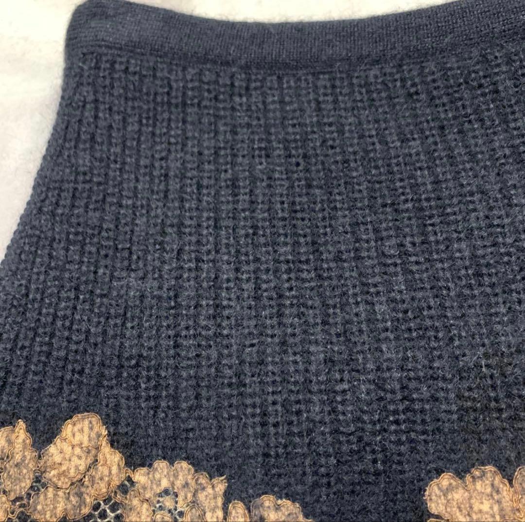 しーちゃん様N°21 イタリア　モヘア　シルク　レース　ロング　スカート　黒