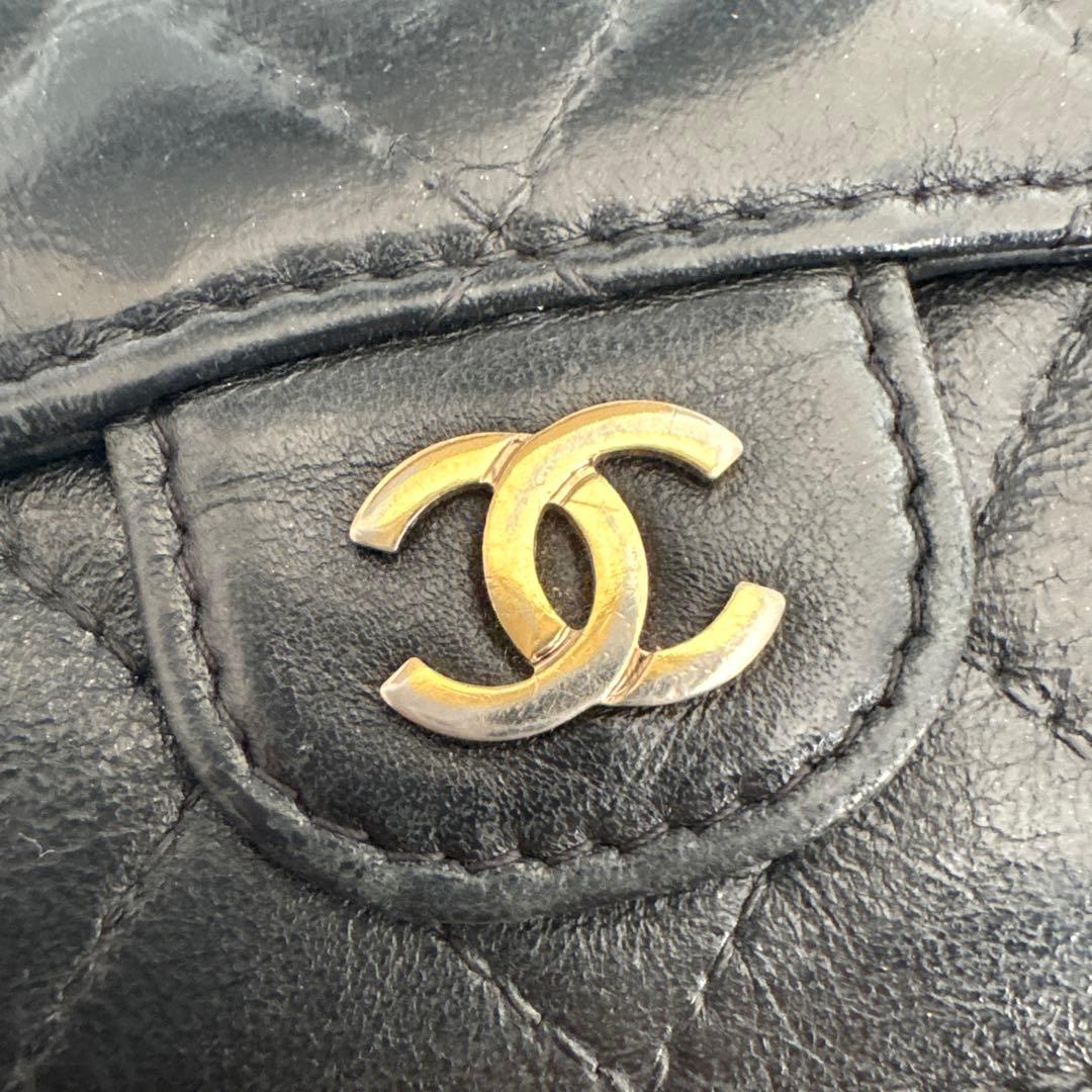 CHANEL ブラックレザー 三つ折り財布
