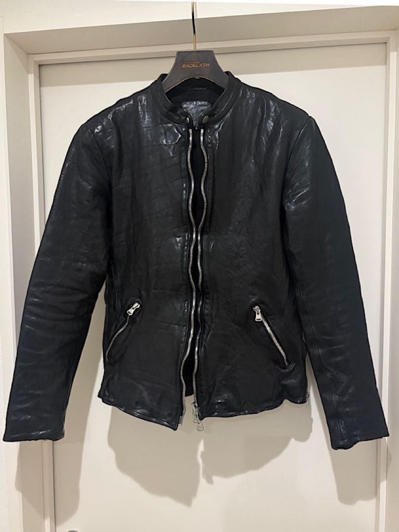 極美品バックラッシュ定価22万円フレンチショルダー製品染めシングルライダース黒M