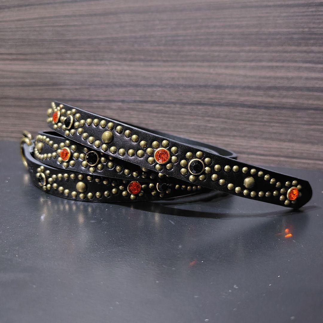 クロス橙■本革レザーフルスタッズナローベルト☆ヴィンテージアメカジビンテージ古着