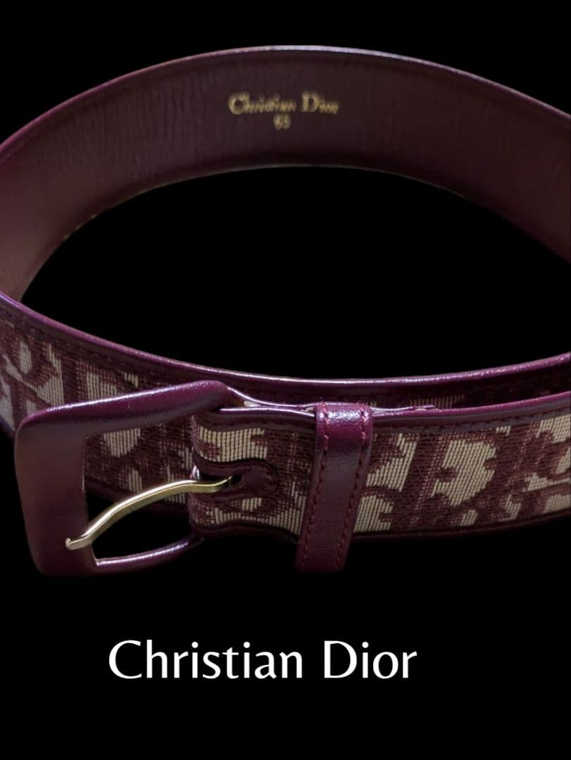 希少 美品 ヴィンテージ ディオール ベルトトロッター ボルドー 総柄