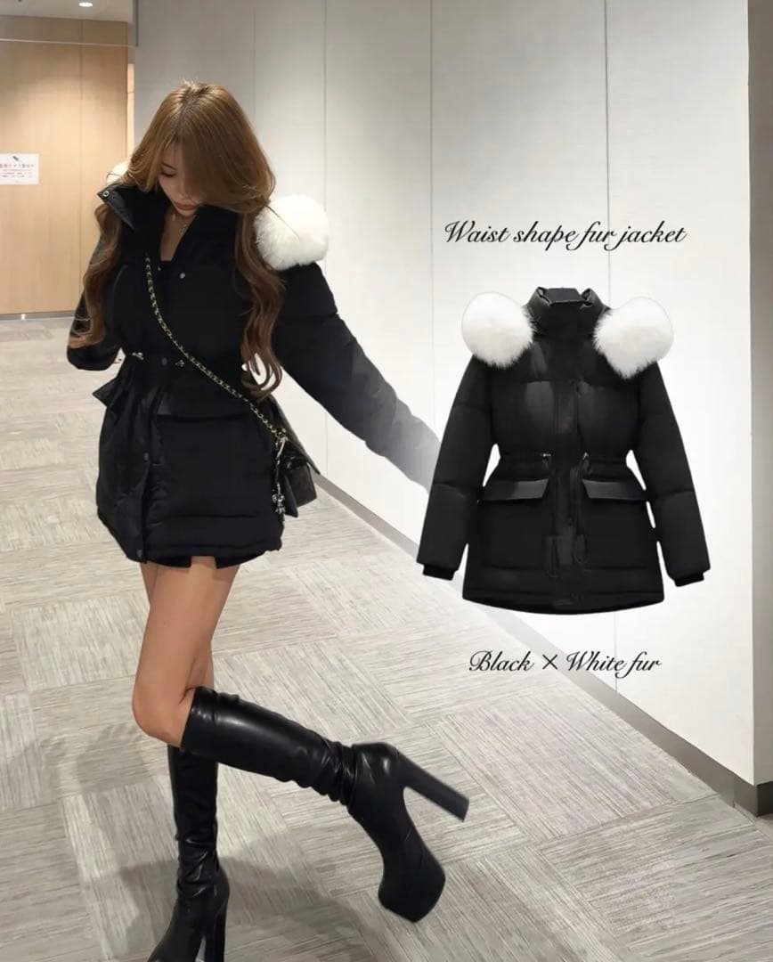 GIENGE ジーアング Waist shape fur jacket