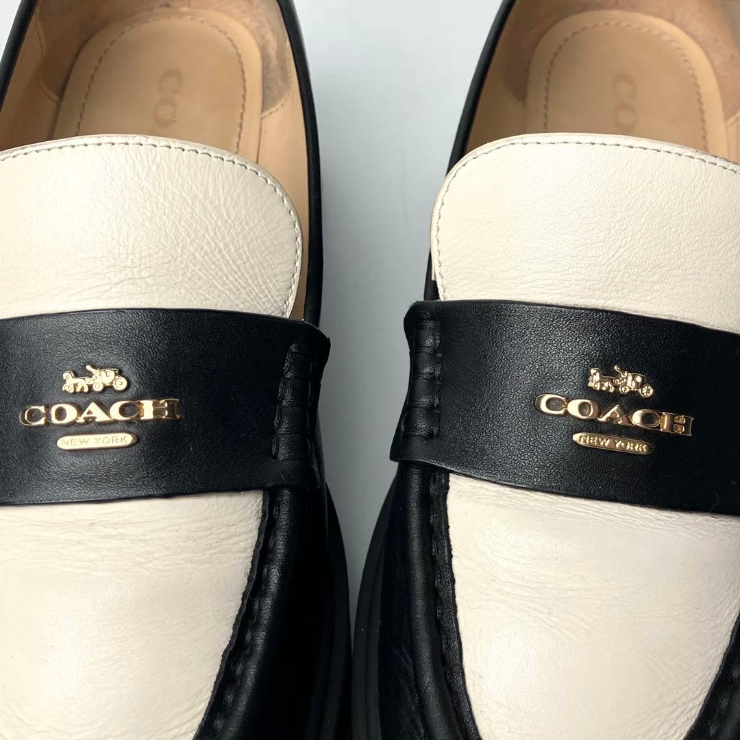 【美品】COACH ルーシー　厚底　レザーローファー　チャンキーヒール　23.5