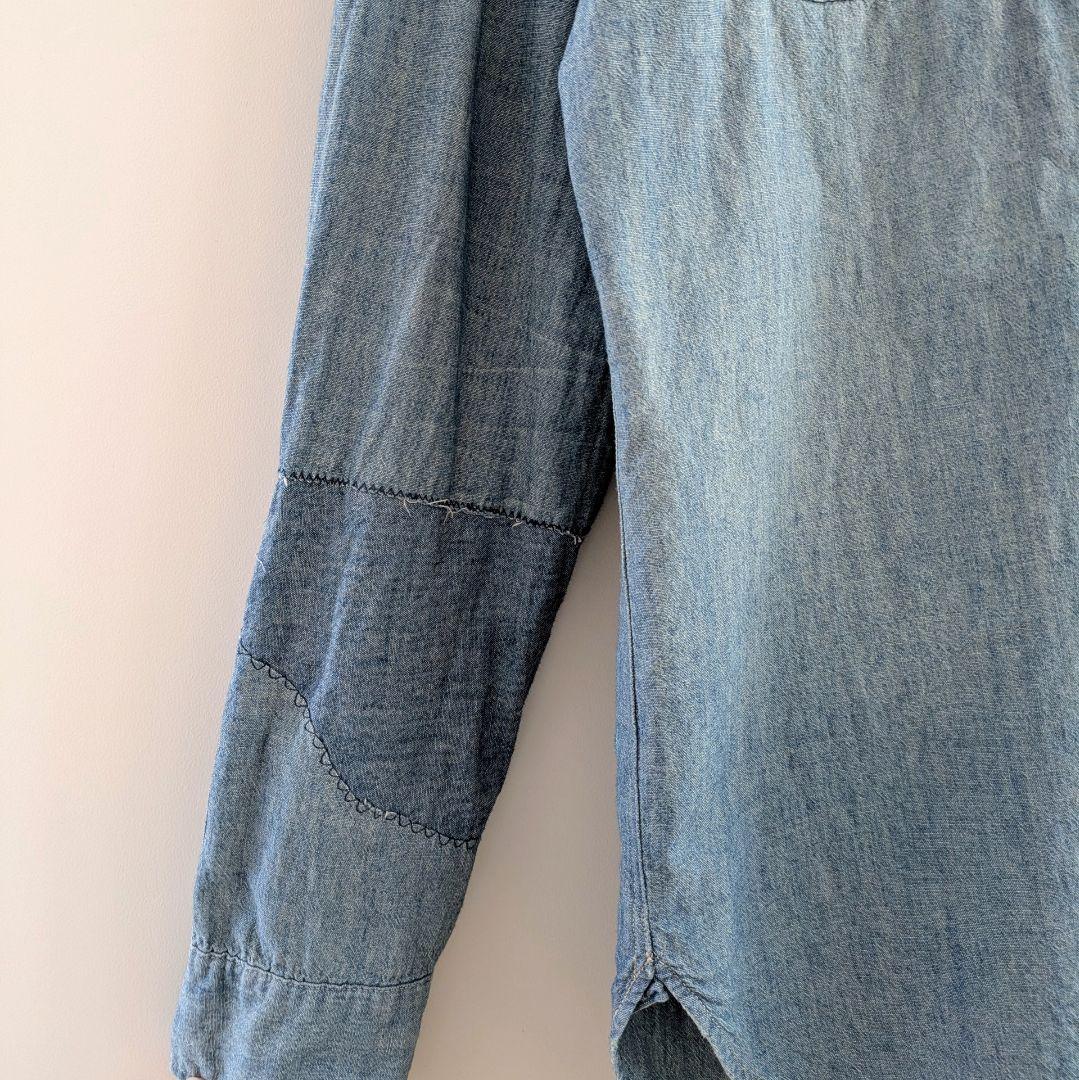 【希少】ダブルアールエル RRL カスタムシャンブレーシャツ　ダメージ デニム