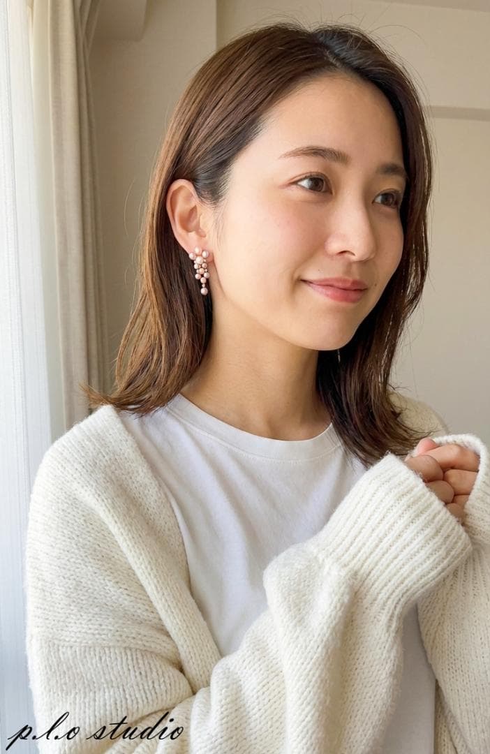 【極光22珠】淡水真珠 花珠級 虹色キャンディ ピアス 揺れる S925 稀少