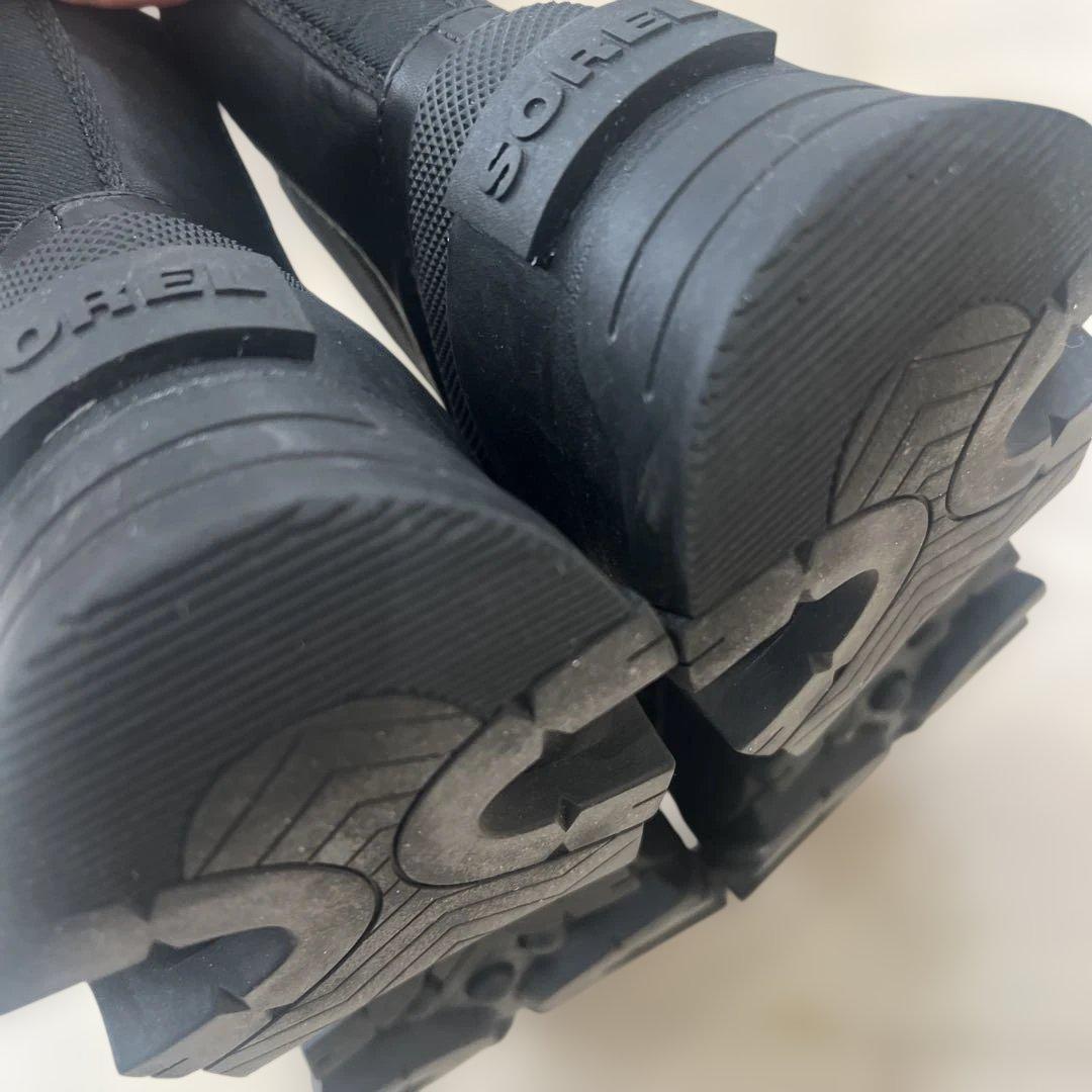 ぺ*こ様 【美品】SOREL ソレル　ブラックレザーサイドゴアブーツ 24cm
