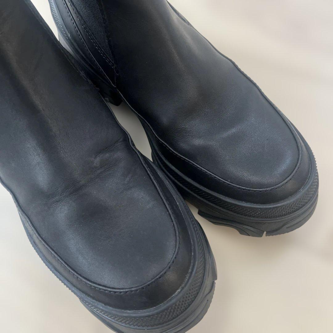 ぺ*こ様 【美品】SOREL ソレル　ブラックレザーサイドゴアブーツ 24cm