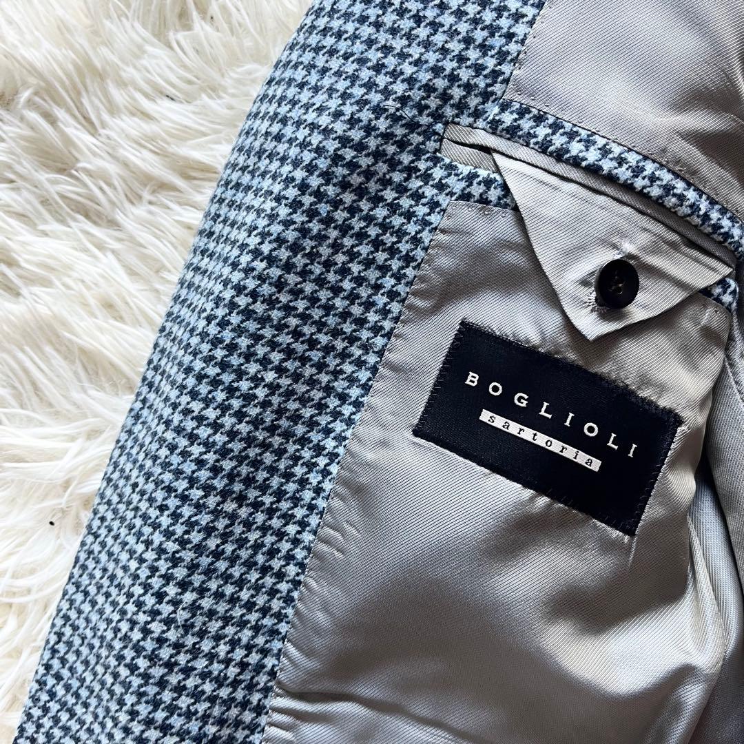 <美品>BOGLIOLI ネイビー カシミヤ ウール ジャケット サイズ46