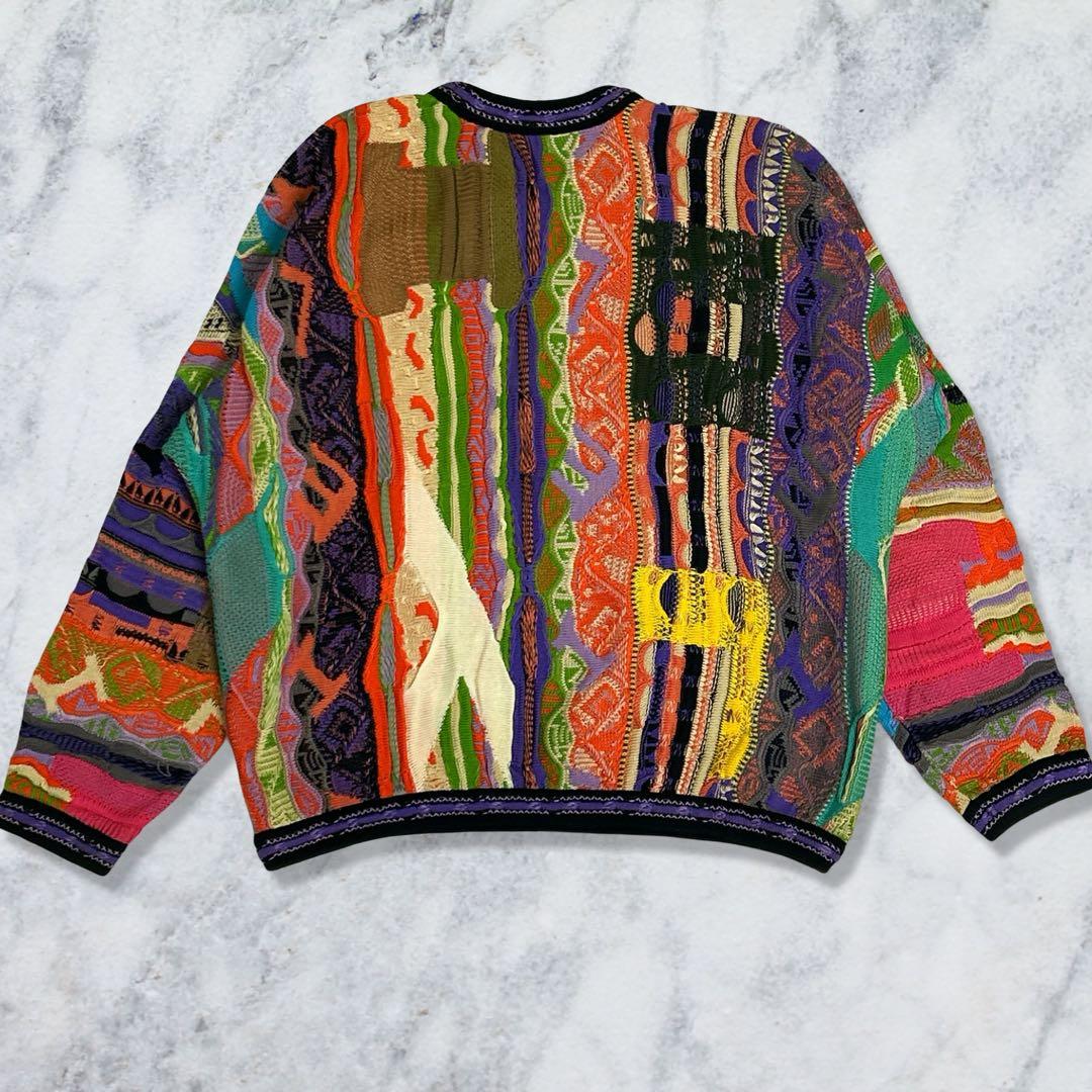 COOGI クージー 3Dニット 縦縞 幾何学模様 マルチカラー L