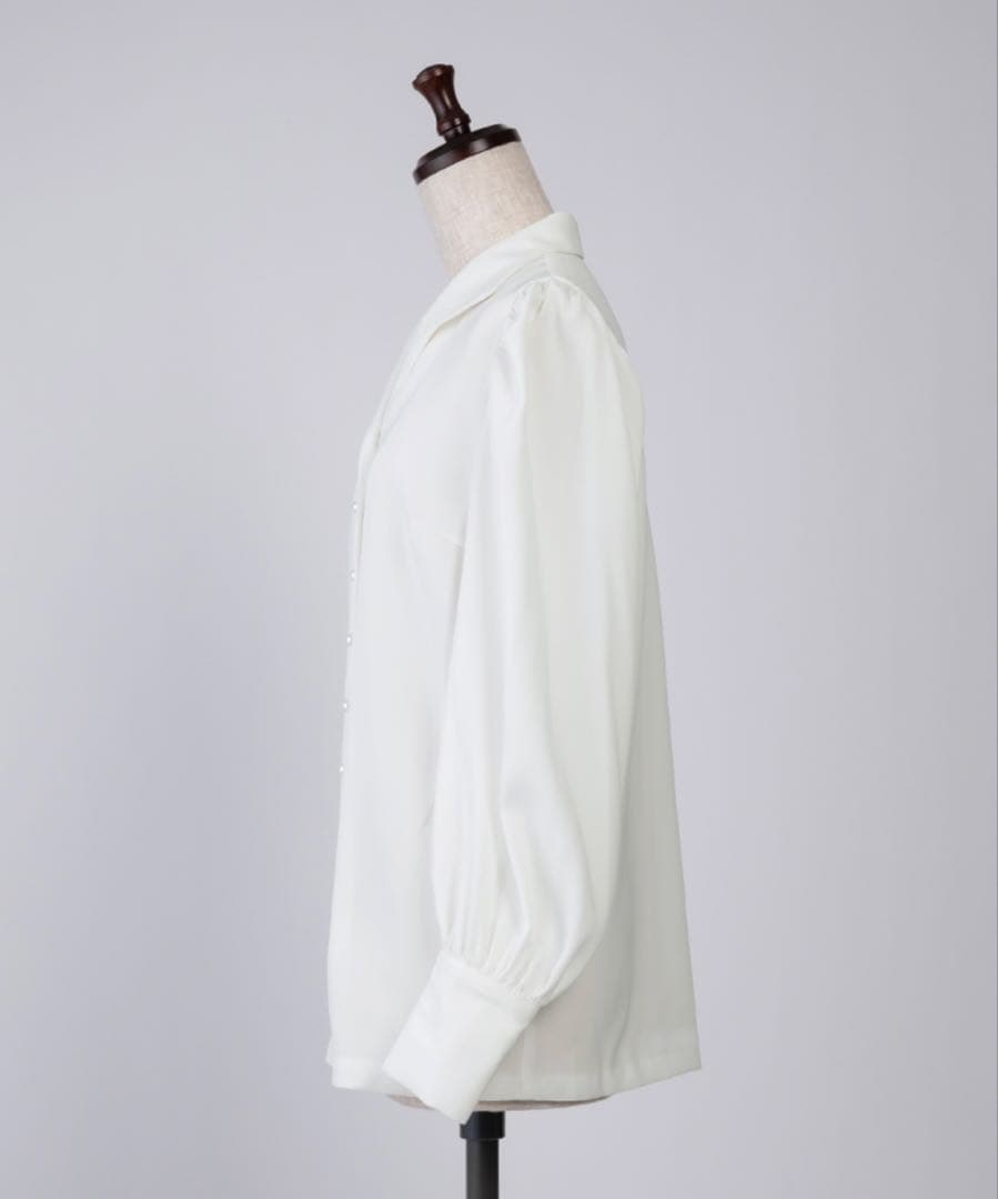 【美品】JENNE オープンカラーブラウス ホワイト