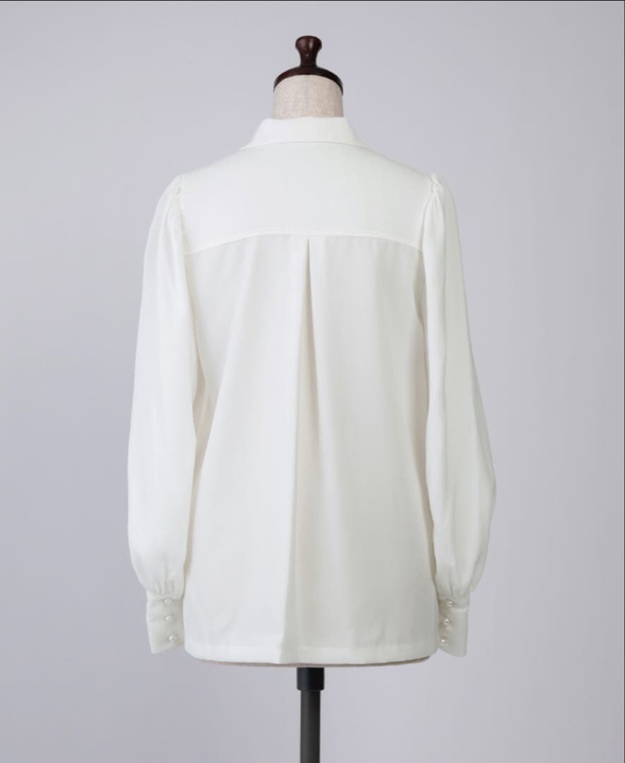 【美品】JENNE オープンカラーブラウス ホワイト