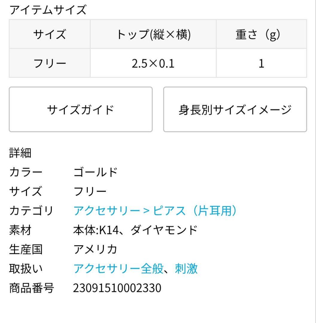 GABRIELA ARTIGAS 14K✕ダイヤ　 片耳用ピアス