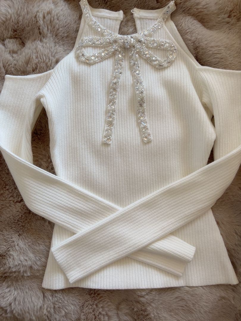 Darich リボンビジューアメスリニットトップス