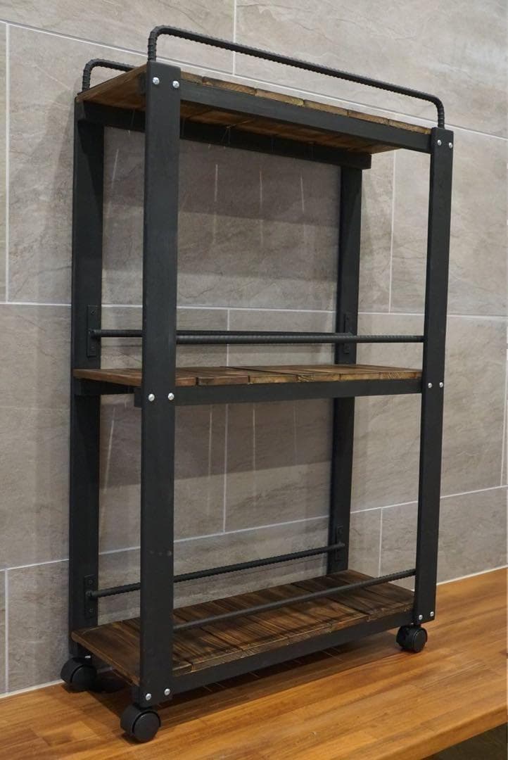 ウイスキーラック　サイドバーワゴンタイプ　男前インテリア　1231