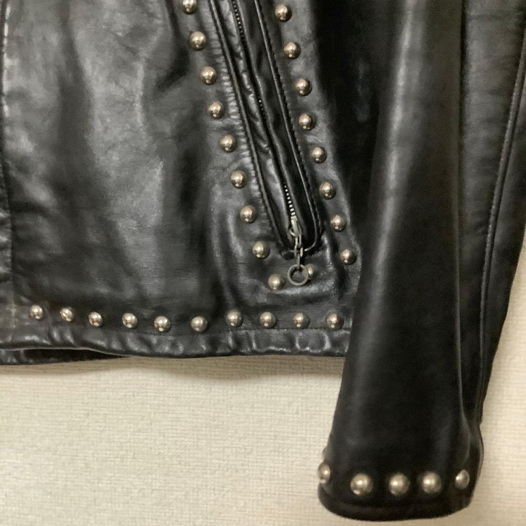 Schott スタッズ付きレザーシングルライダースジャケット K-321 メンズ