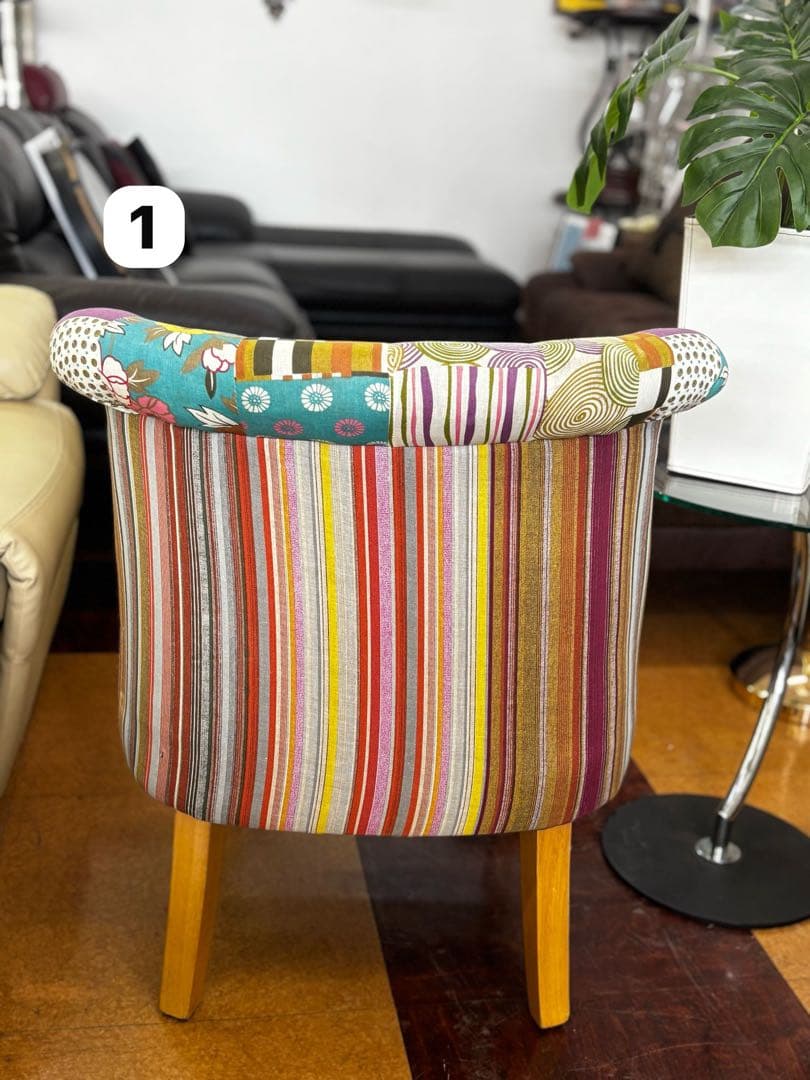 可愛いレトロソファー パッチワーク 1人掛け アンティーク 姫系