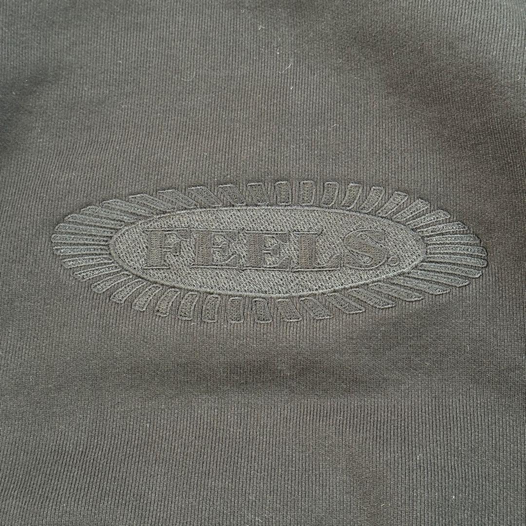 フィールズ【L】黒 長袖スウェット 上杉柊平 ロゴ刺繍 厚手 微ストレッチ 秋冬