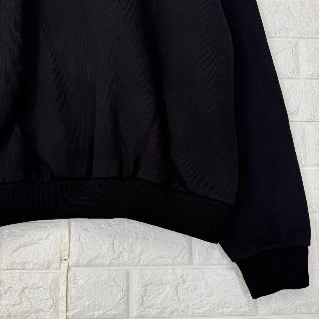 フィールズ【L】黒 長袖スウェット 上杉柊平 ロゴ刺繍 厚手 微ストレッチ 秋冬