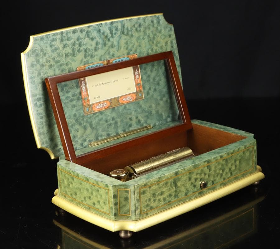 Y2534 リュージュ オルゴール ビバルディ「四季」3曲 72弁 金象嵌　ma