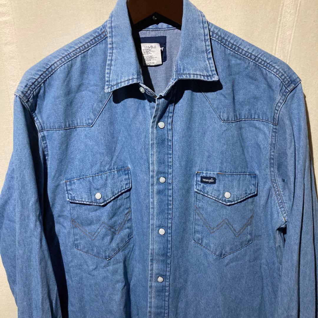 90s キムタク着 wrangler ラングラー デニムウエスタンシャツ