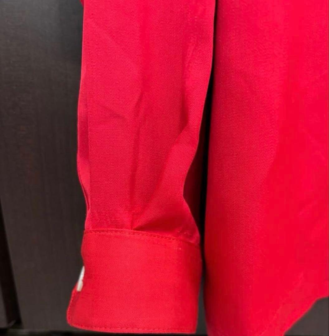 50s ビンテージ　レーヨン　開襟　シャツ　トレンドカラー　レッド　L XL