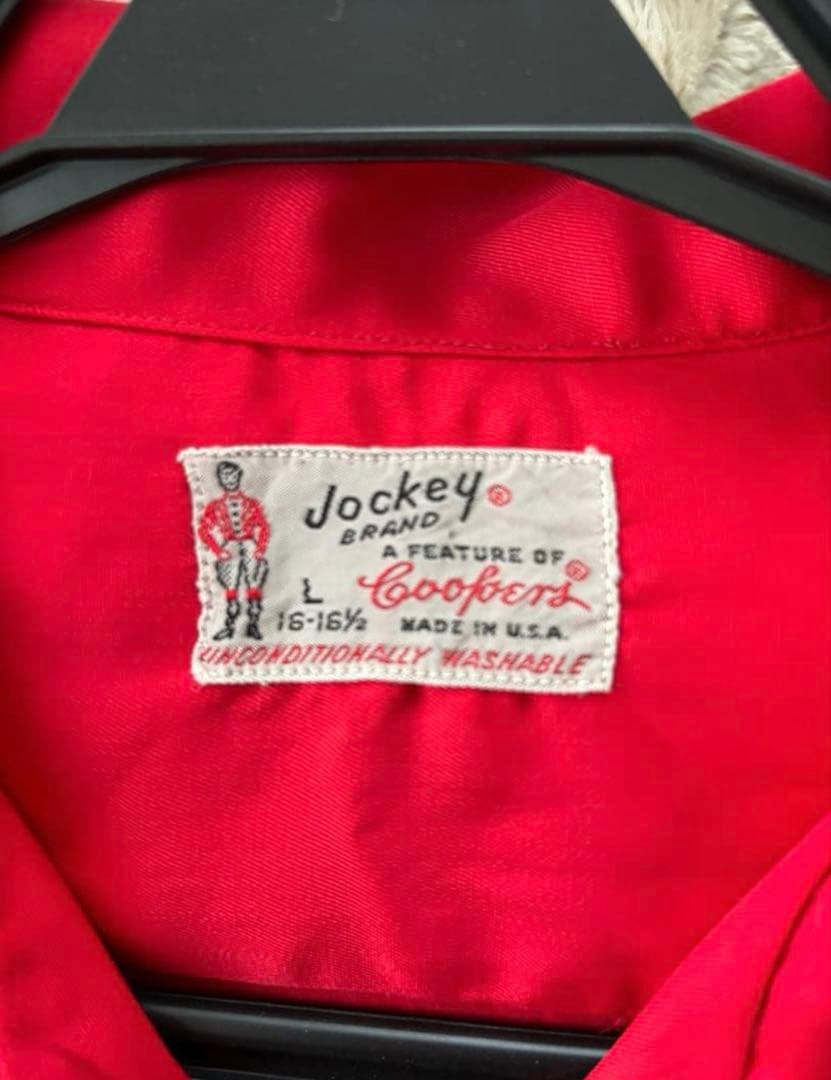 50s ビンテージ　レーヨン　開襟　シャツ　トレンドカラー　レッド　L XL