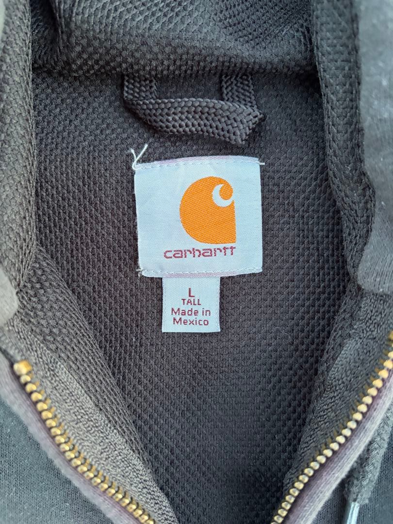 carharrtジップパーカー　企業ロゴvintage サイズ:Ｌ