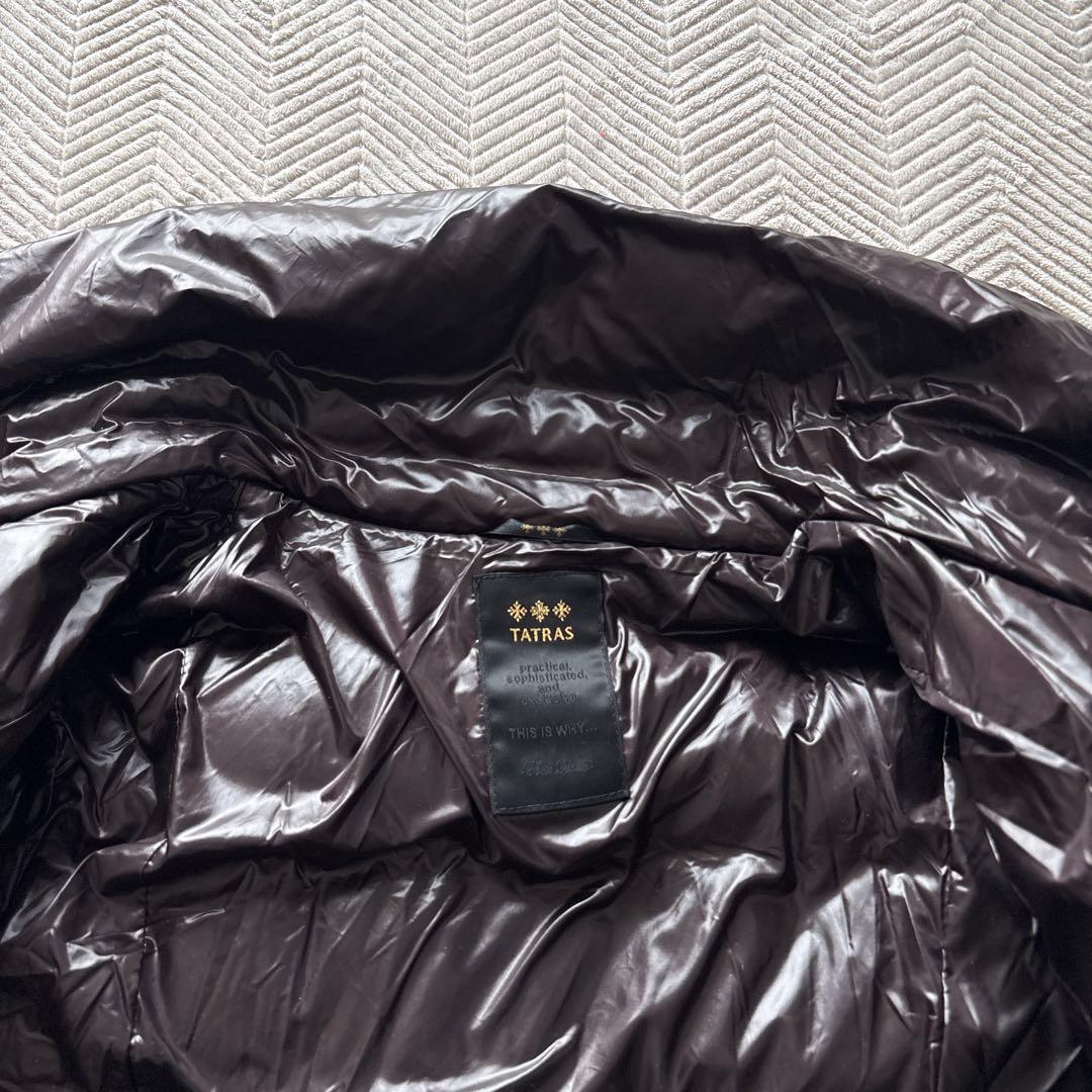 Eタトラス　ダウンコート　茶　膝下丈　Aライン　女優襟