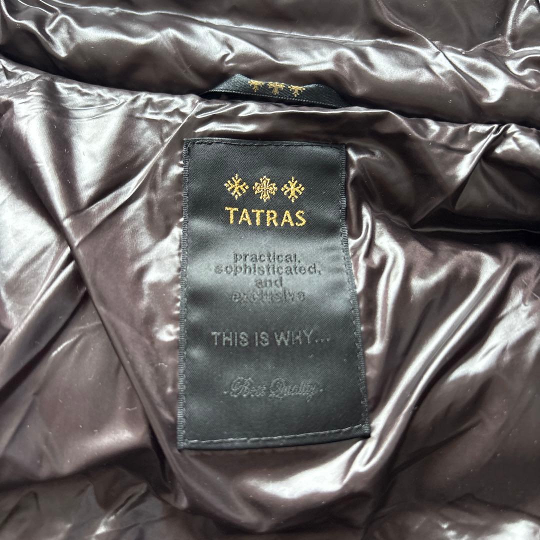 Eタトラス　ダウンコート　茶　膝下丈　Aライン　女優襟