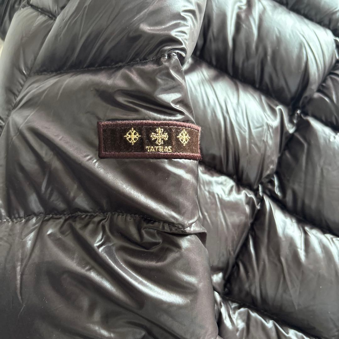 Eタトラス　ダウンコート　茶　膝下丈　Aライン　女優襟