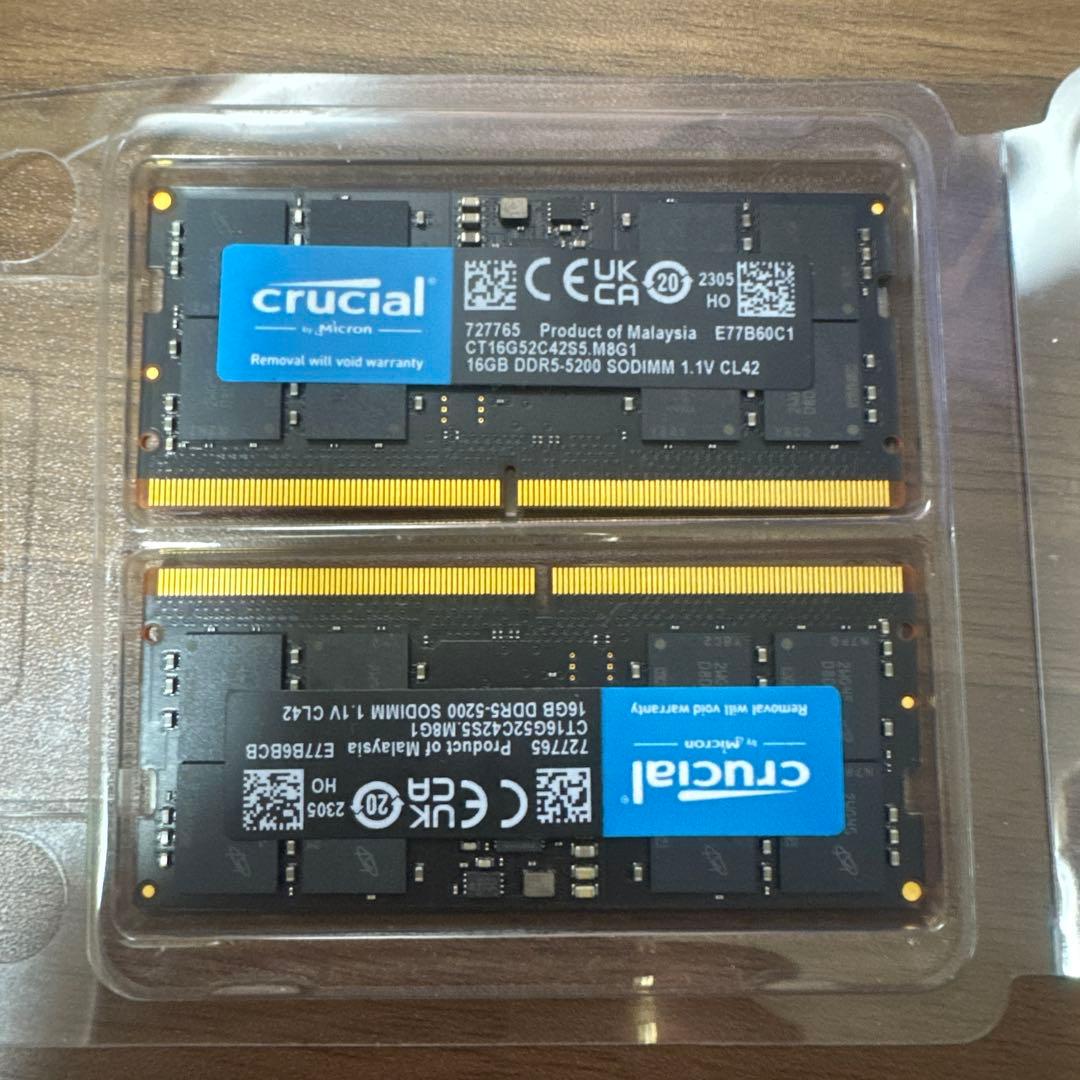 Crucial 32GB DDR5 5200 SO-DIMM メモリーキット