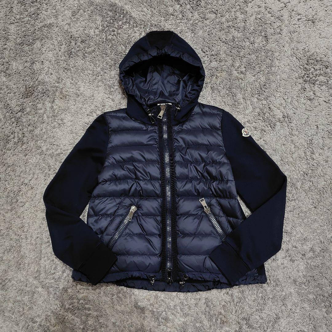 MONCLER Maglia ニット×ダウン切替 カーディガン ネイビー