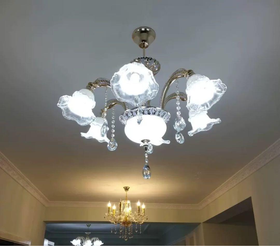 み*ん様 ゴールドクリアシャンデリア 6灯