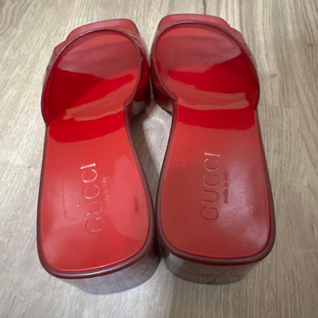 GUCCIラバーサンダル 37 レッド
