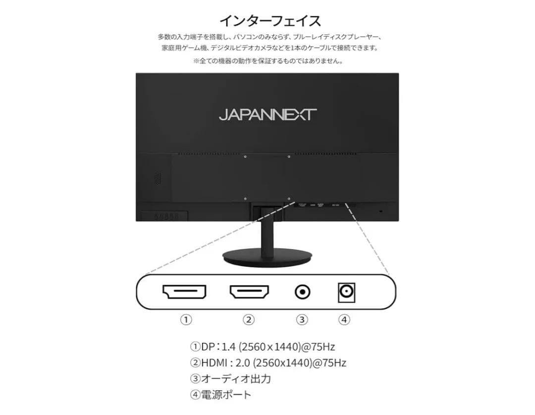 JAPANNEXT 27インチ IPS WQHD モニター