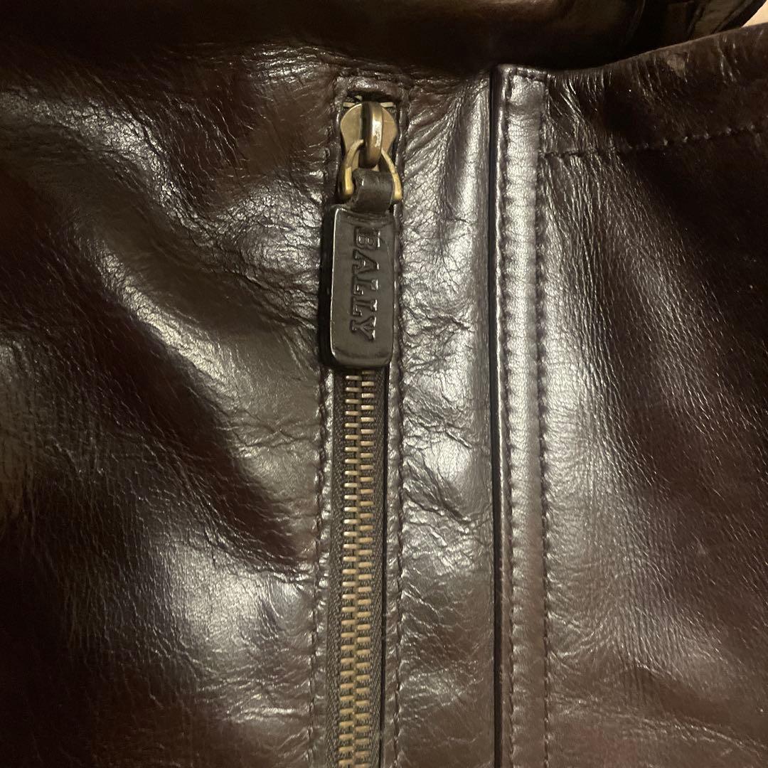 BALLY バリー 大判のメッセンジャーバッグ 濃茶レザー